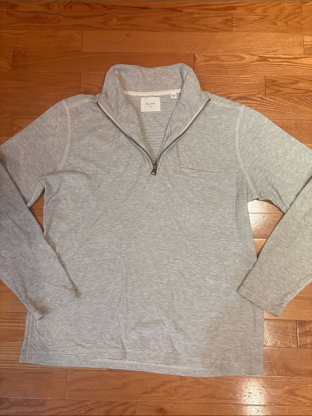 Billy Reid Light Gray Half-Zip Pullover Sweater